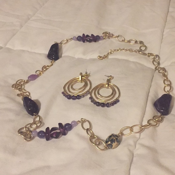 Chico's Jewelry - Chico’s Necklace and Earring. Brushed gold tone